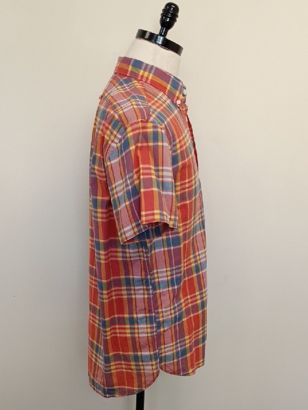 J.Crew Red Multicolor Plaid Short Sleeve Button Down Shirt Size Medium - Picture 5 of 11